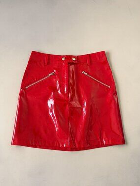 I AM GIA Red Patent Synthetic Skirt Size Small